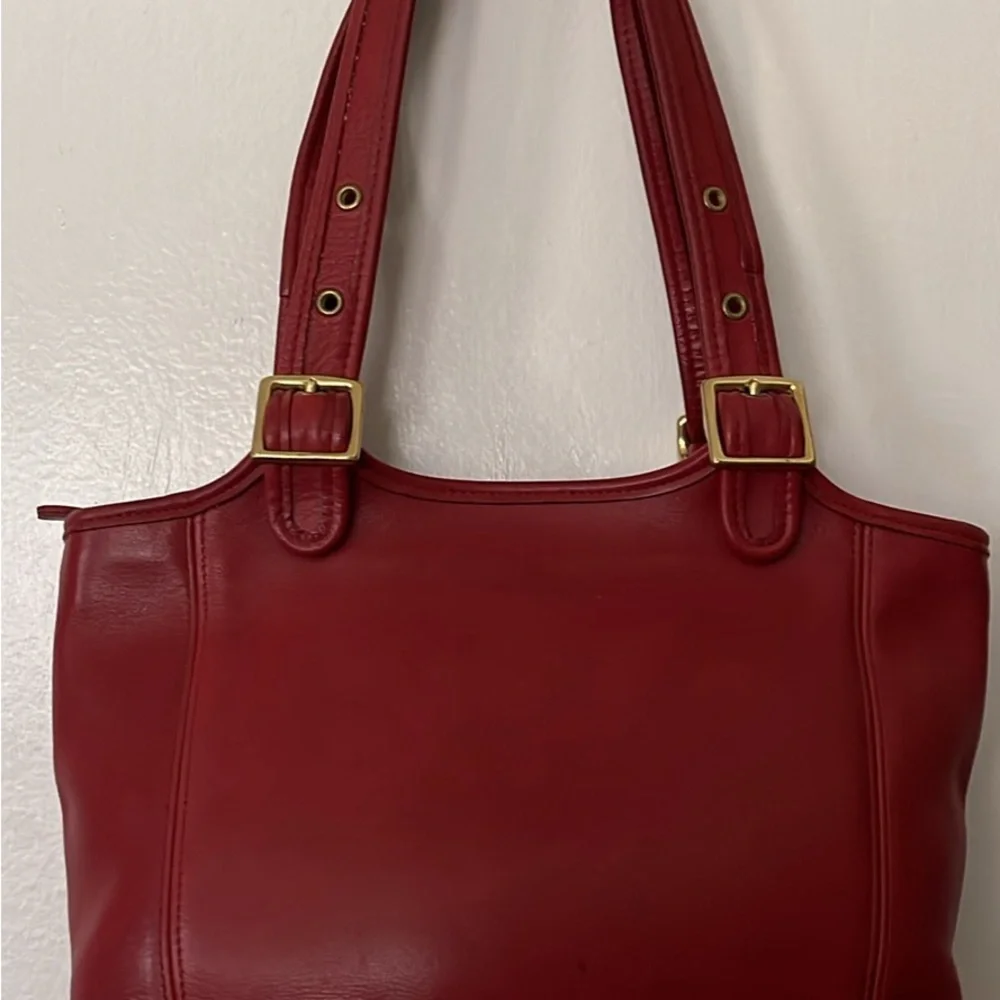 Vintage Coach Red Leather Tote #9086 - Picture 5 of 8